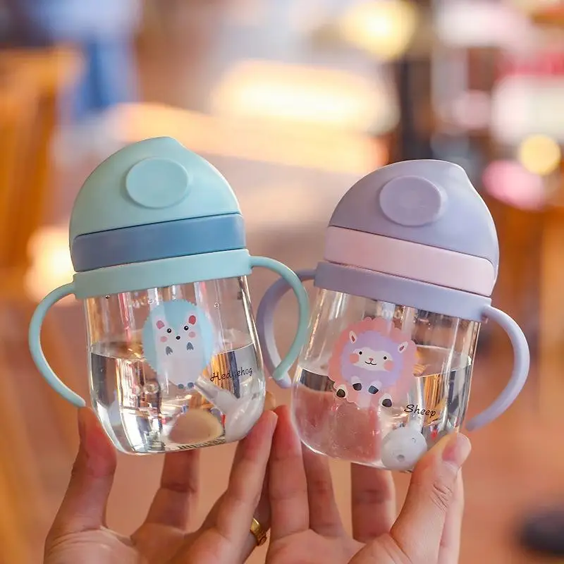 MAMIJOY BY01 Kids Water Sippy Cup Creative Cartoon Baby Feeding Cups with Straws Leakproof Water Bottles Outdoor Childrens Cup