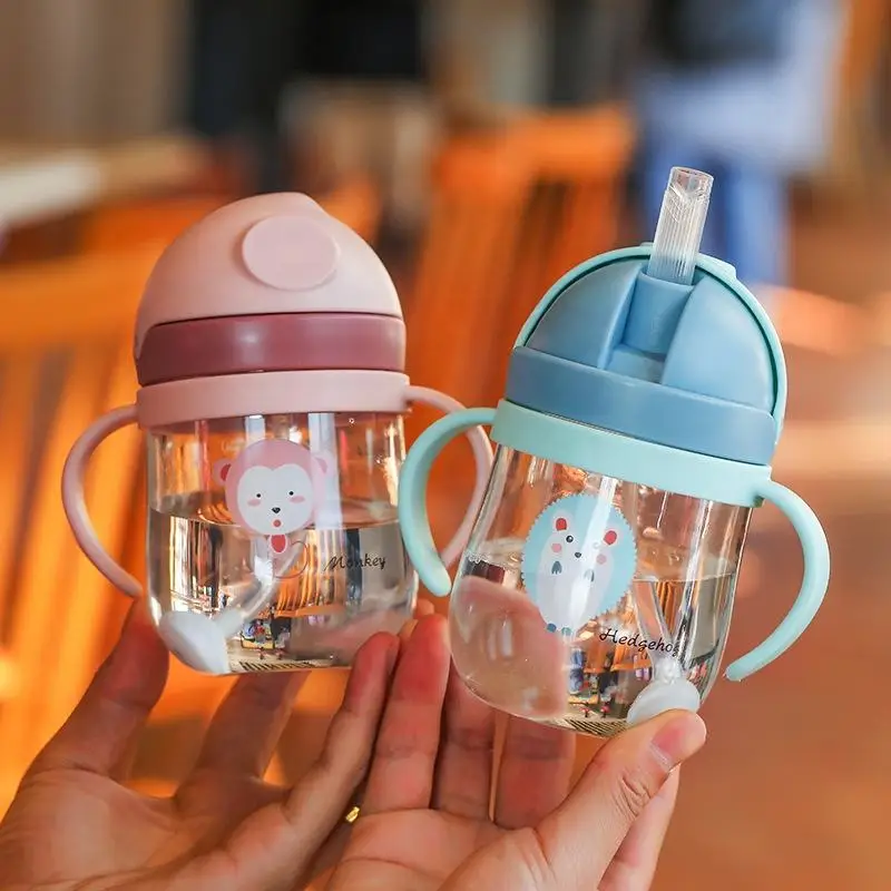 MAMIJOY BY01 Kids Water Sippy Cup Creative Cartoon Baby Feeding Cups with Straws Leakproof Water Bottles Outdoor Childrens Cup