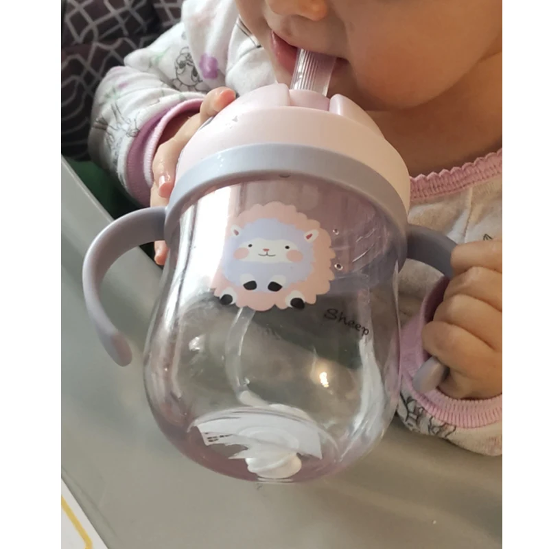 MAMIJOY BY01 Kids Water Sippy Cup Creative Cartoon Baby Feeding Cups with Straws Leakproof Water Bottles Outdoor Childrens Cup