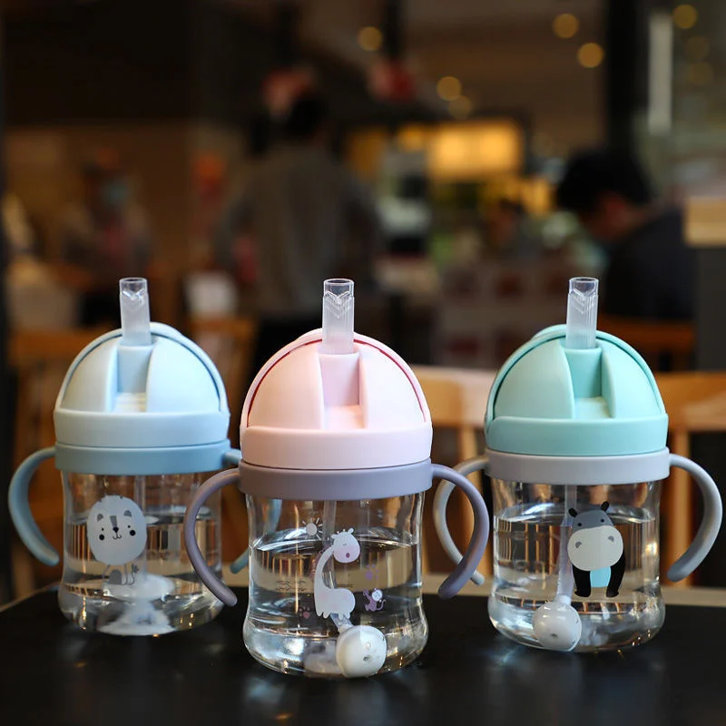 MAMIJOY BY01 Kids Water Sippy Cup Creative Cartoon Baby Feeding Cups with Straws Leakproof Water Bottles Outdoor Childrens Cup