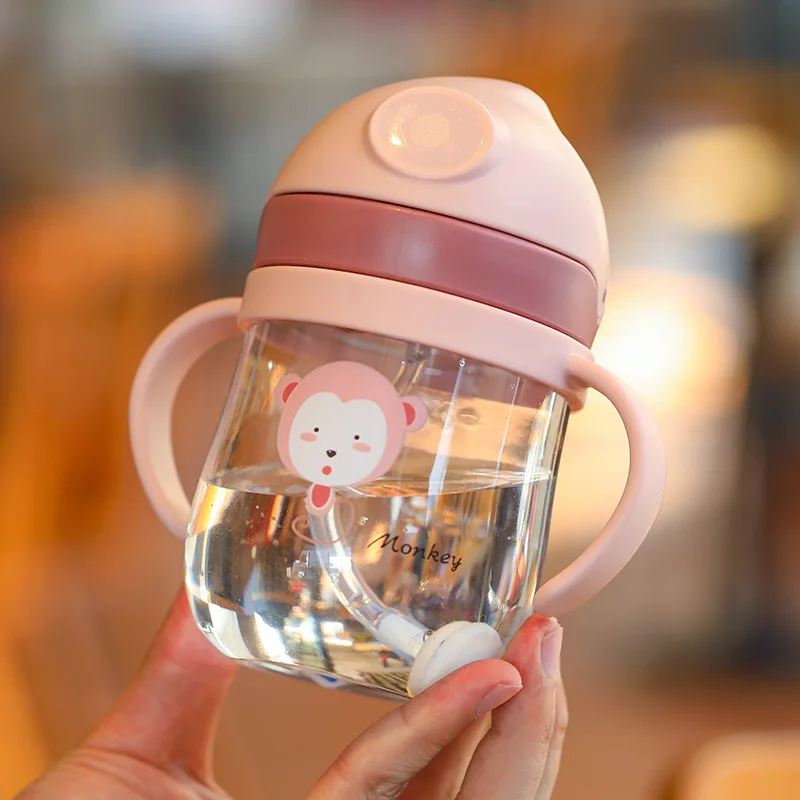MAMIJOY BY01 Kids Water Sippy Cup Creative Cartoon Baby Feeding Cups with Straws Leakproof Water Bottles Outdoor Childrens Cup