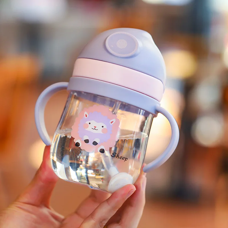 MAMIJOY BY01 Kids Water Sippy Cup Creative Cartoon Baby Feeding Cups with Straws Leakproof Water Bottles Outdoor Childrens Cup