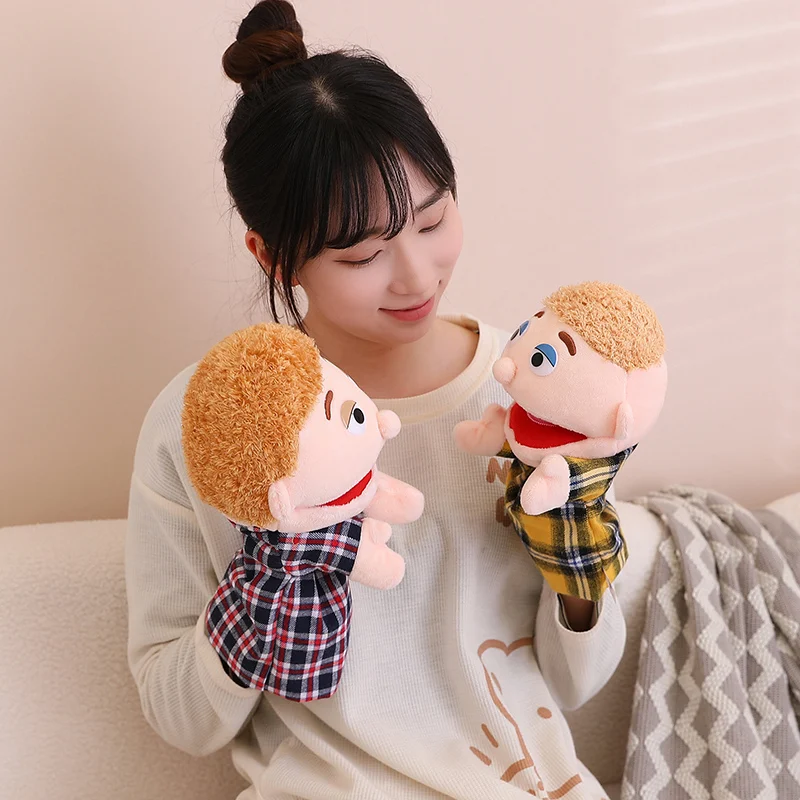 28-33cm Kids Plush Finger & Hand Puppet Popular Activity Boy Girl Role Play Bedtime Story Props Family Role Playing Toys Doll