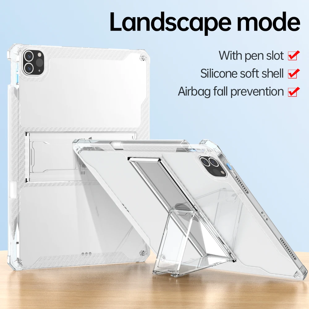 For iPad Case 2022 Pro 11 10th Generation 10.9 Air 5 4 10.2 7/9th 2021 Mini 6 10.5 2018 9.7 5th 6th 12 9 Transparent Cover Funda