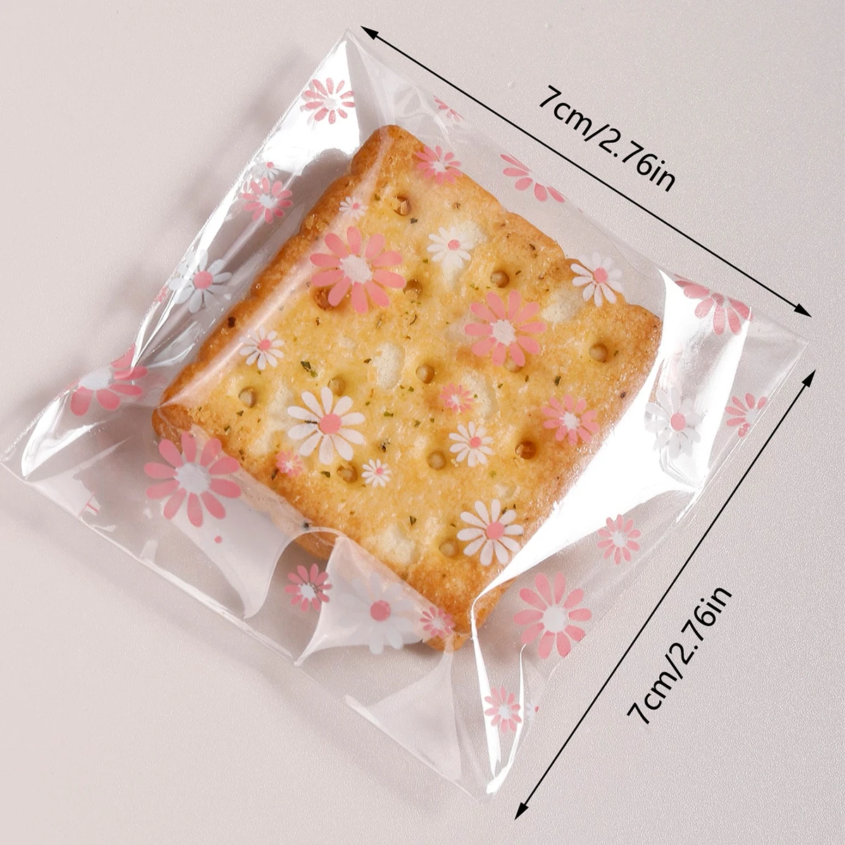 100Pcs Plastic Packing Bags for Biscuits Candy Cookies Flower Self-Adhesive Bags Jewelry Party Gift Packaging