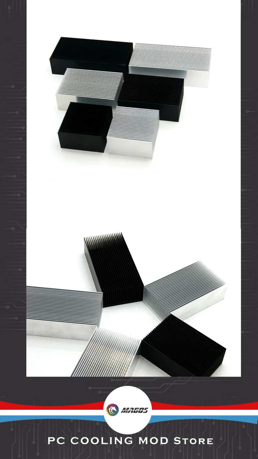 Electronic Radiator Aluminum Dense Teeth Heatsink Extruded Heat Sink Computer Water Cooling System 100/120/150/200/300x69x36MM
