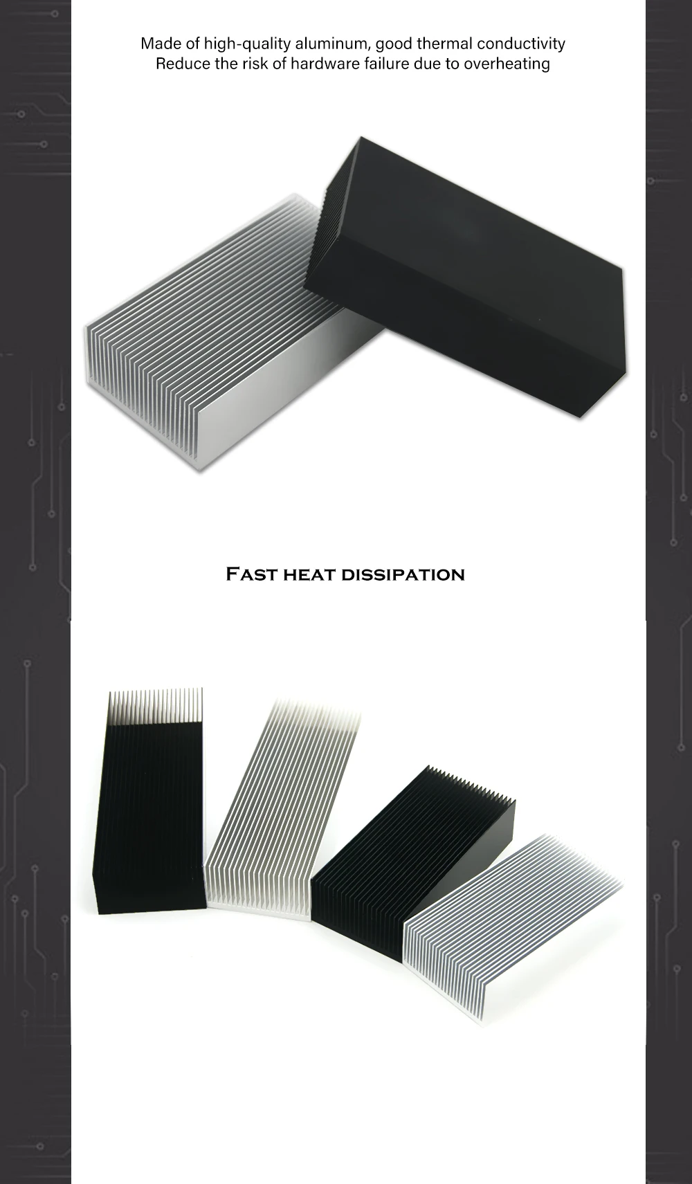 Electronic Radiator Aluminum Dense Teeth Heatsink Extruded Heat Sink Computer Water Cooling System 100/120/150/200/300x69x36MM