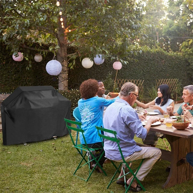Black Waterproof BBQ Cover Outdoor BBQ Accessories Grill Cover Anti Dust Rain Gas Charcoal Electric Barbeque Protective Cover