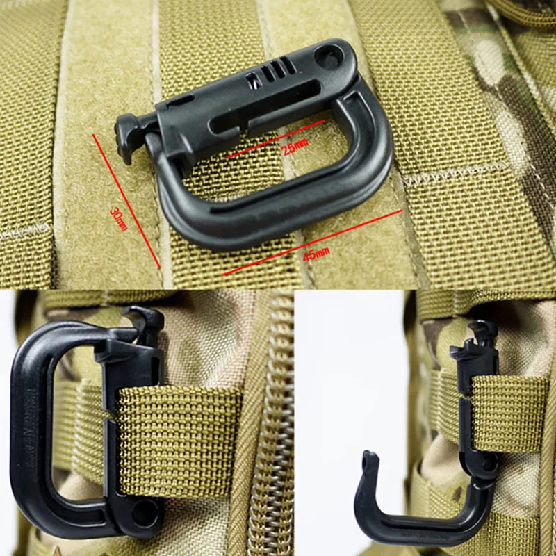 Outdoor GRIMLOC Molle Carabiner D Locking Ring Plastic Clip Snap Type Ring Buckle Carabiner Keychain ITW Fastener Bag Buckle