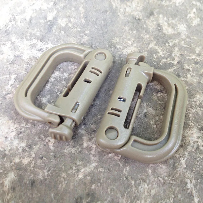 Outdoor GRIMLOC Molle Carabiner D Locking Ring Plastic Clip Snap Type Ring Buckle Carabiner Keychain ITW Fastener Bag Buckle
