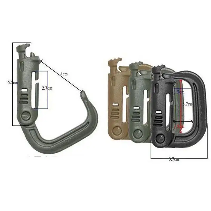 Outdoor GRIMLOC Molle Carabiner D Locking Ring Plastic Clip Snap Type Ring Buckle Carabiner Keychain ITW Fastener Bag Buckle