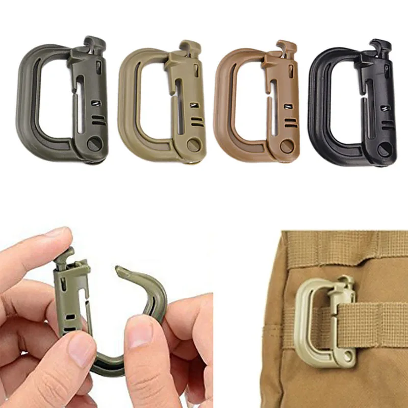 Outdoor GRIMLOC Molle Carabiner D Locking Ring Plastic Clip Snap Type Ring Buckle Carabiner Keychain ITW Fastener Bag Buckle