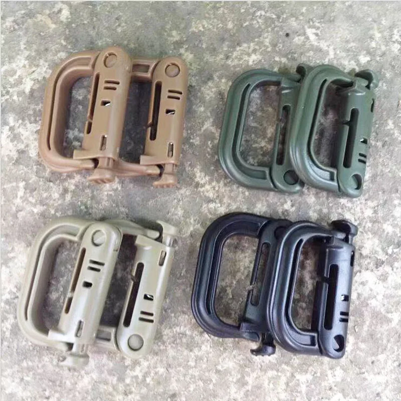 Outdoor GRIMLOC Molle Carabiner D Locking Ring Plastic Clip Snap Type Ring Buckle Carabiner Keychain ITW Fastener Bag Buckle