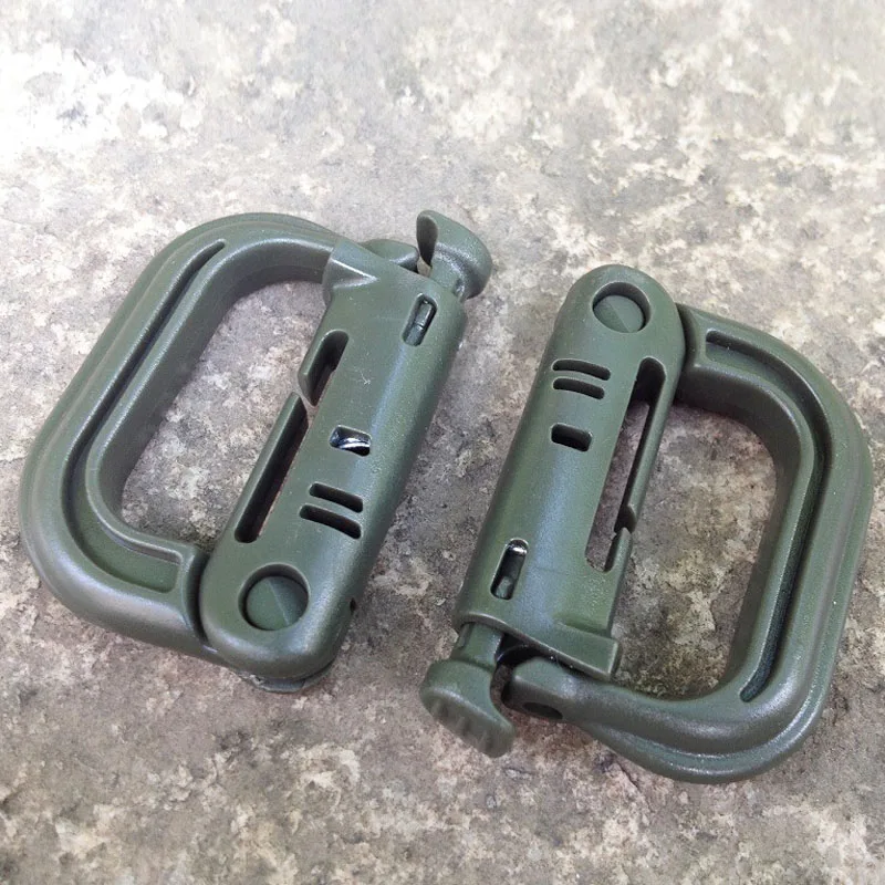 Outdoor GRIMLOC Molle Carabiner D Locking Ring Plastic Clip Snap Type Ring Buckle Carabiner Keychain ITW Fastener Bag Buckle