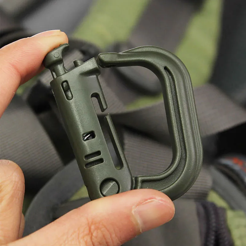 Outdoor GRIMLOC Molle Carabiner D Locking Ring Plastic Clip Snap Type Ring Buckle Carabiner Keychain ITW Fastener Bag Buckle