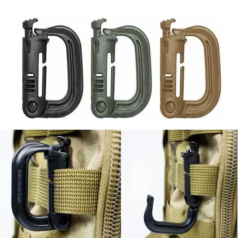 Outdoor GRIMLOC Molle Carabiner D Locking Ring Plastic Clip Snap Type Ring Buckle Carabiner Keychain ITW Fastener Bag Buckle