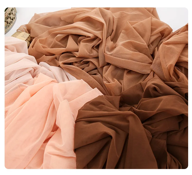 1/3/5 Meters Soft 4 Way Stretch Nude Power Mesh Fabric By The Meters For Clothes Sewing Backing Dress Bottoming Dance Tulle