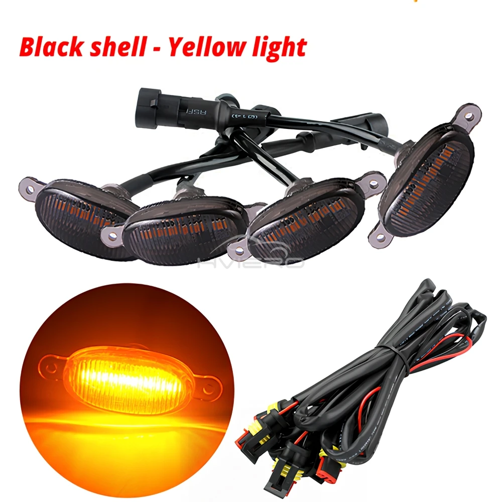 4X Car Grille Light Yellow Light Daytime Running Light LED Decorative Warning Light Pickup Truck Haze Light 12V Control Raptor