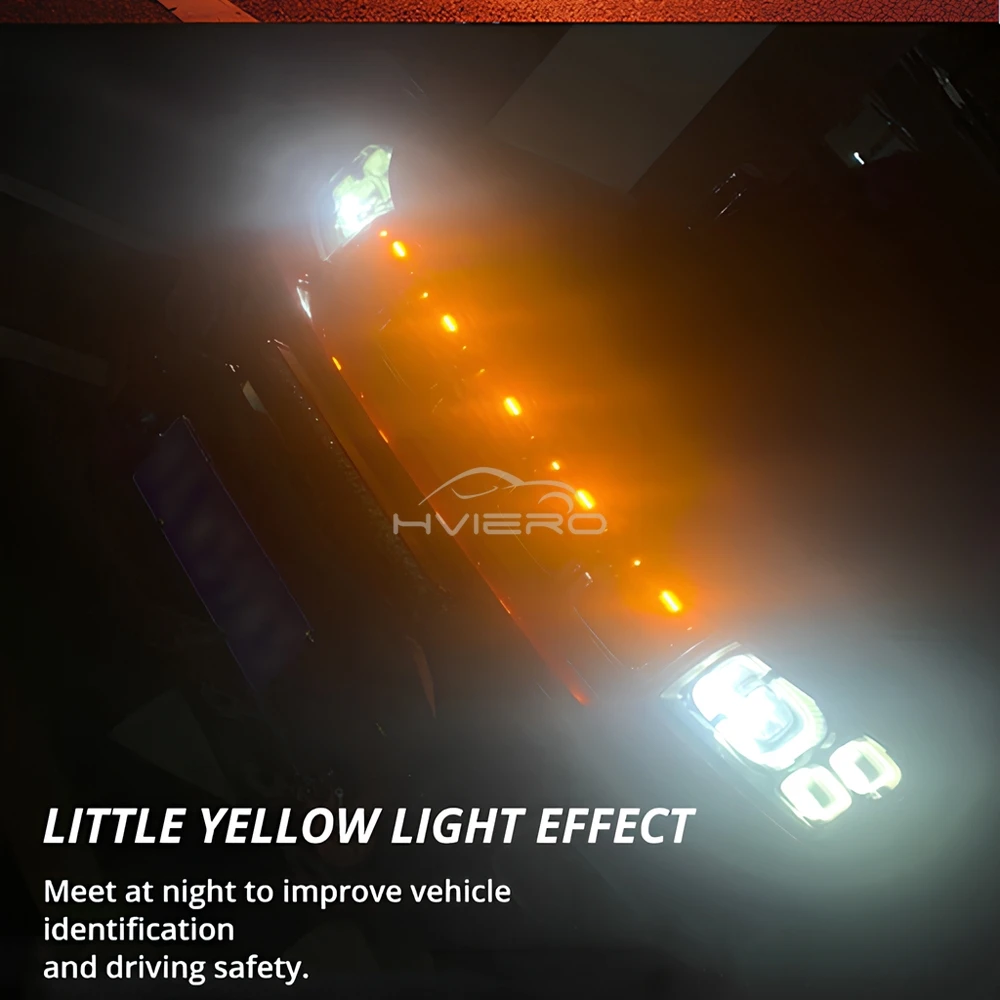 4X Car Grille Light Yellow Light Daytime Running Light LED Decorative Warning Light Pickup Truck Haze Light 12V Control Raptor