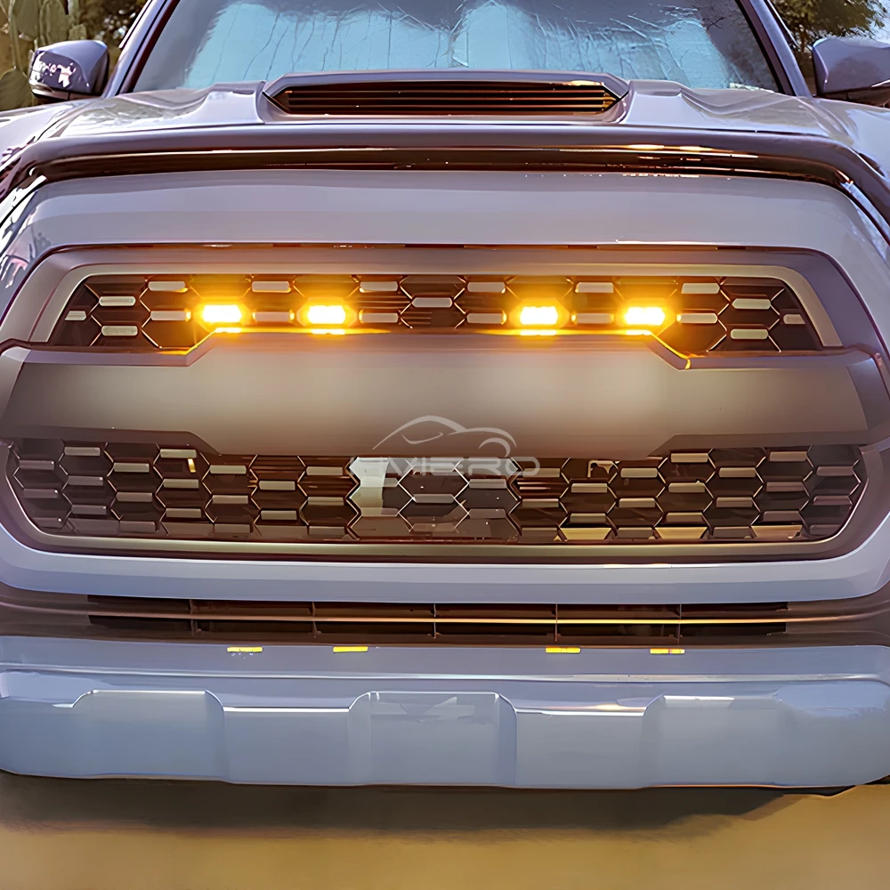4X Car Grille Light Yellow Light Daytime Running Light LED Decorative Warning Light Pickup Truck Haze Light 12V Control Raptor
