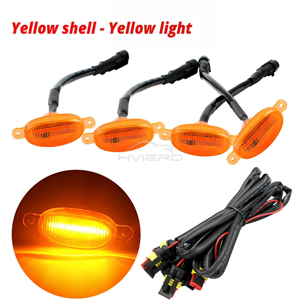 4X Car Grille Light Yellow Light Daytime Running Light LED Decorative Warning Light Pickup Truck Haze Light 12V Control Raptor