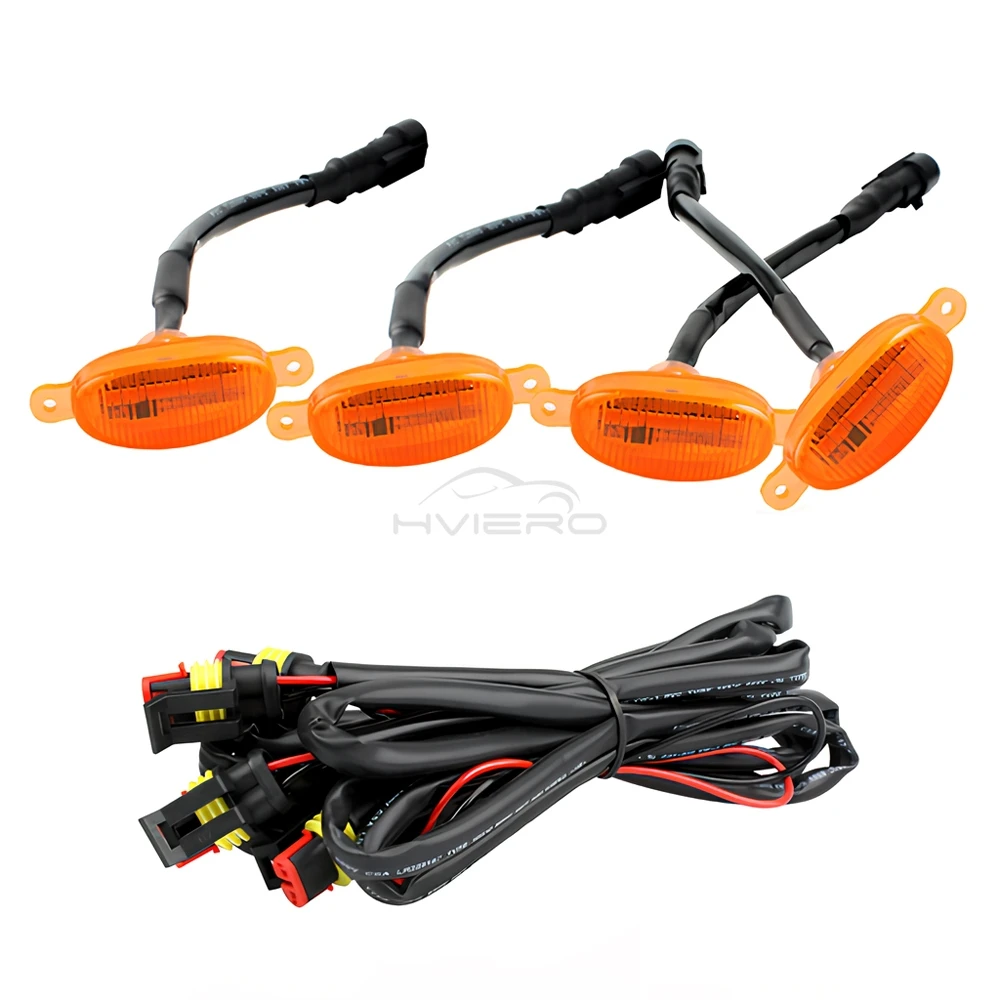4X Car Grille Light Yellow Light Daytime Running Light LED Decorative Warning Light Pickup Truck Haze Light 12V Control Raptor