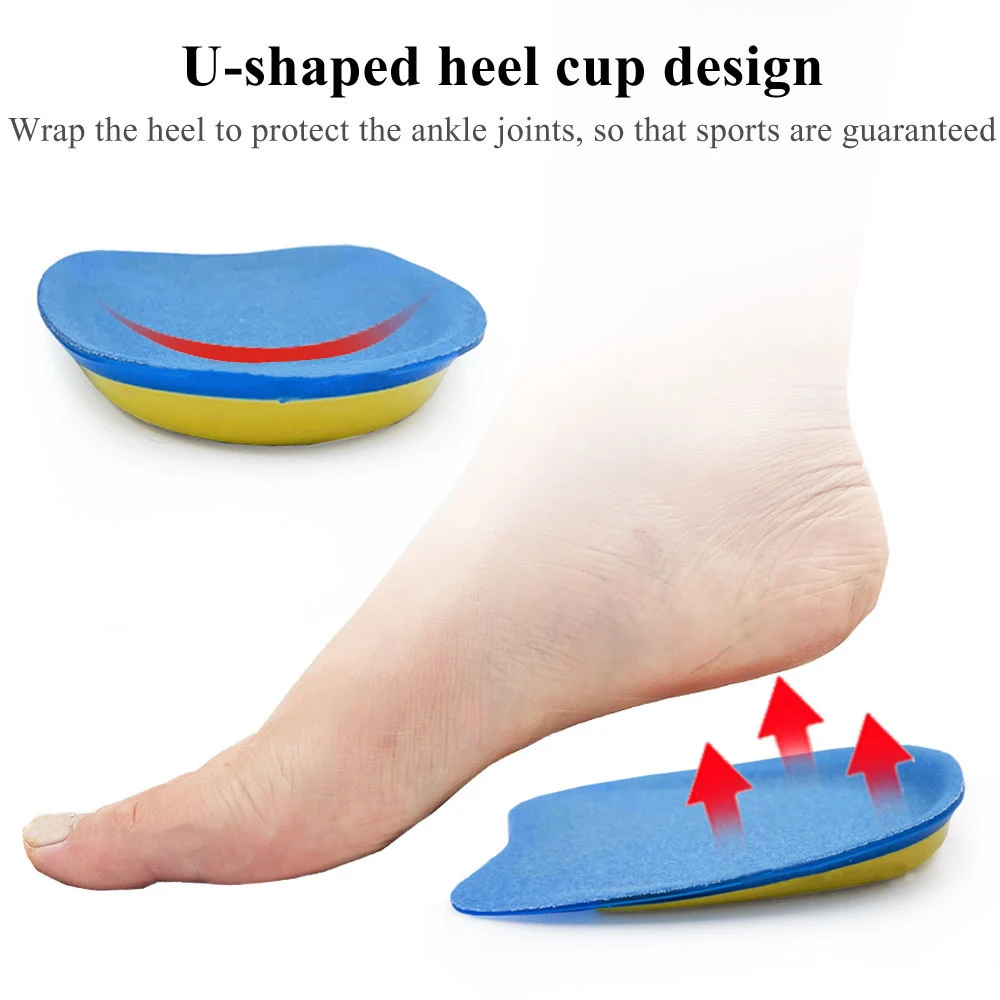Silicone Gel Insoles for Heel Spurs Fascitis Plantar Pain Relief Treatment Inserts Heel Cup Cushion Height Increase Shoe Insoles