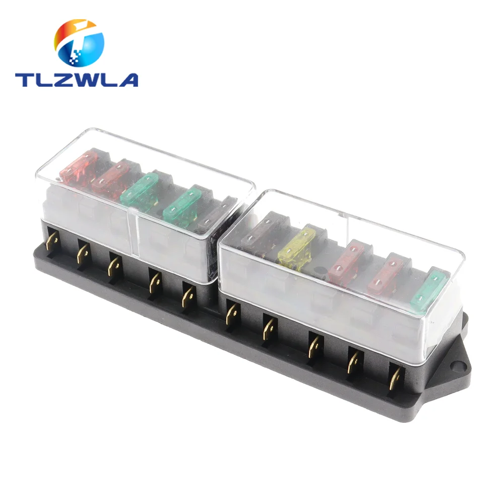 4/6/8/12 Way Car Fuse Box Car Fuse Holder Car Truck Auto Blade Fuse Box with 4/6/8/12 Fuses for 12V 24V ATO Standard Circuit
