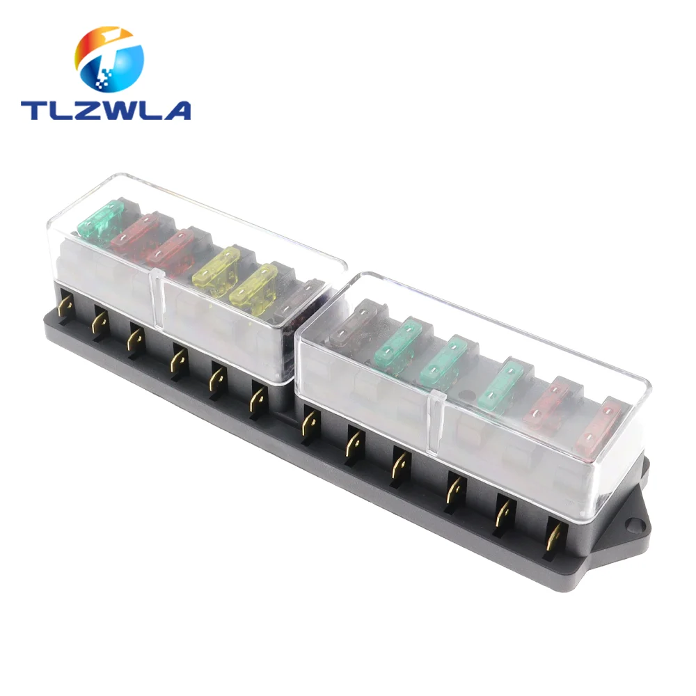 4/6/8/12 Way Car Fuse Box Car Fuse Holder Car Truck Auto Blade Fuse Box with 4/6/8/12 Fuses for 12V 24V ATO Standard Circuit
