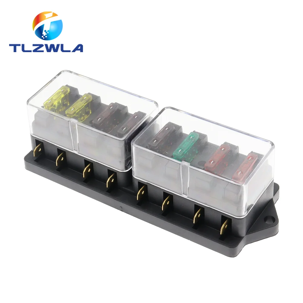 4/6/8/12 Way Car Fuse Box Car Fuse Holder Car Truck Auto Blade Fuse Box with 4/6/8/12 Fuses for 12V 24V ATO Standard Circuit