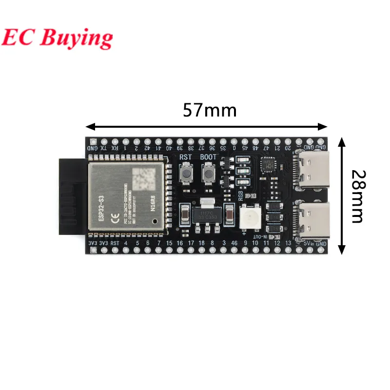 ESP32-S3 Development Boards with Expansion Adapter Kit 2.4G Wifi BT Module ESP32-S3-WROOM-1 N8R2/8 N16R8 44Pin Type-C ESP32S3