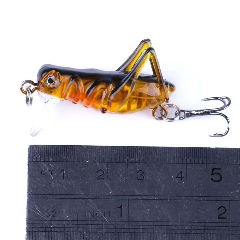 Fishing Lure 35mm 3g Grasshopper Insect Bait Flying Lure Hard Bait Realistic Artificial Bait Bass With 10 # Hooks Fishing Bait