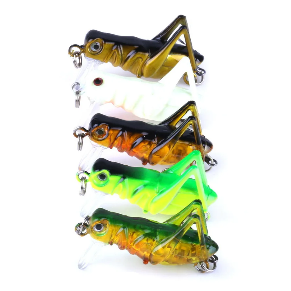 Fishing Lure 35mm 3g Grasshopper Insect Bait Flying Lure Hard Bait Realistic Artificial Bait Bass With 10 # Hooks Fishing Bait