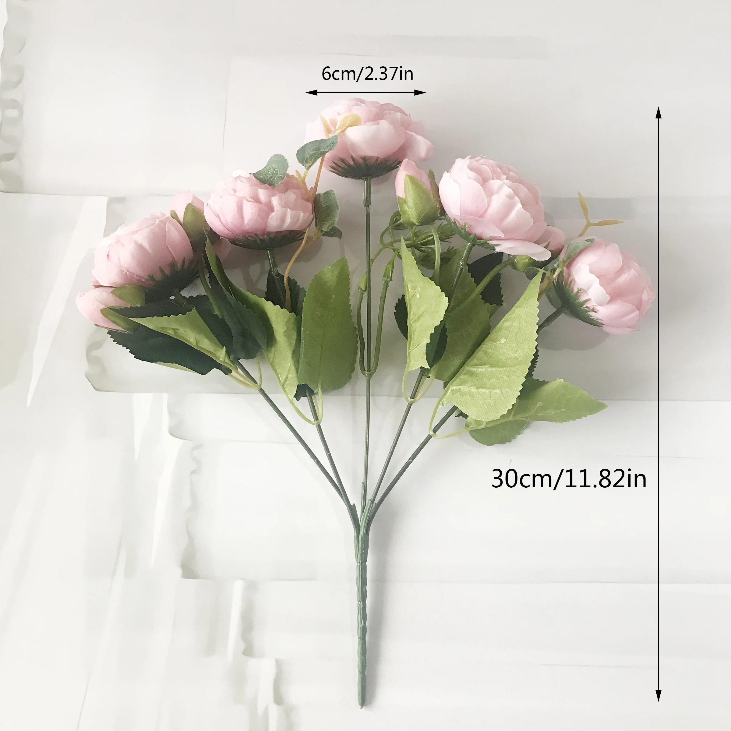 30cm Rose Pink Silk Peony Artificial Flowers Bouquet 5 Big Head and 4 Bud Cheap Fake Flowers for Home Wedding Decoration Indoor