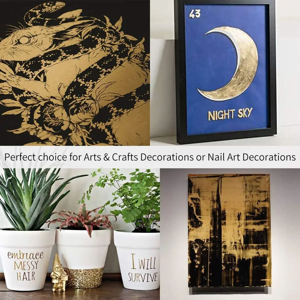9x9cm 100/500 Sheets Practical K Pure Shiny Gold Leaf for Gilding Funiture Lines Wall Crafts Handicrafts Decoration