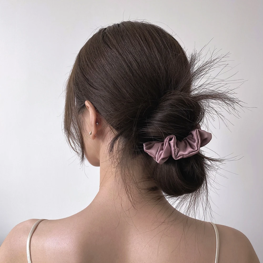 100% Pure Mulberry Silk Large Scrunchies Rubber Bands Hair Ties Gum Elastics Ponytail Holders for Women Girls 19 Momme 3.5CM
