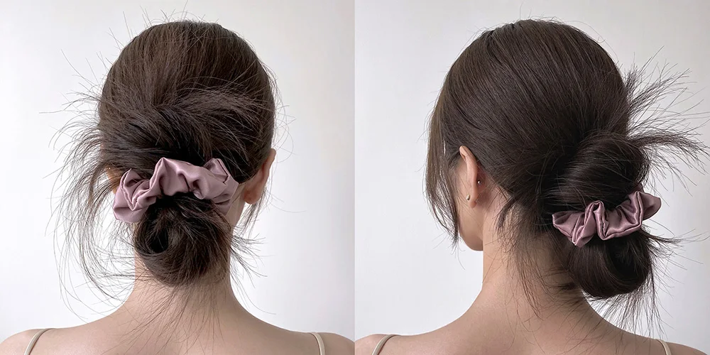 100% Pure Mulberry Silk Large Scrunchies Rubber Bands Hair Ties Gum Elastics Ponytail Holders for Women Girls 19 Momme 3.5CM