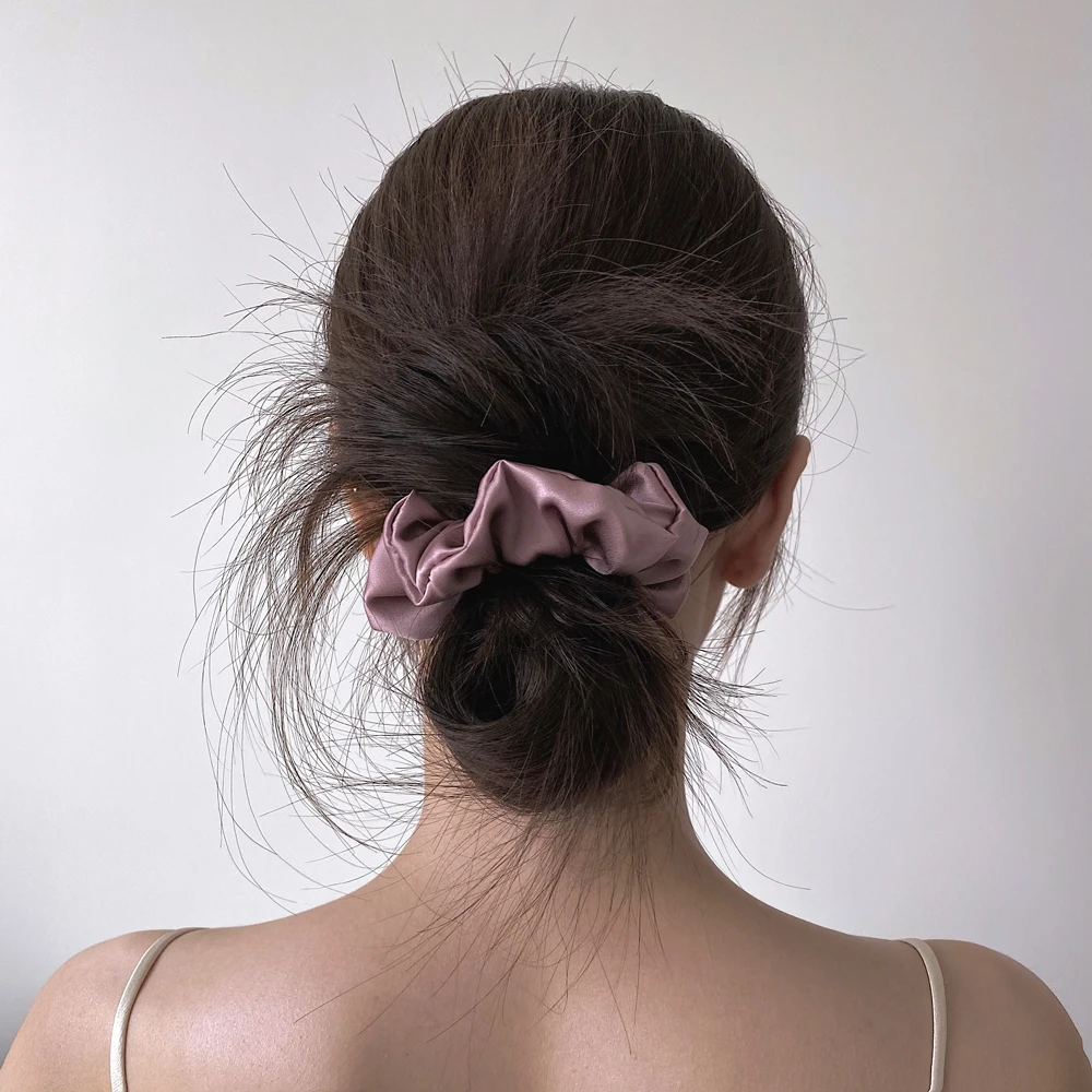 100% Pure Mulberry Silk Large Scrunchies Rubber Bands Hair Ties Gum Elastics Ponytail Holders for Women Girls 19 Momme 3.5CM