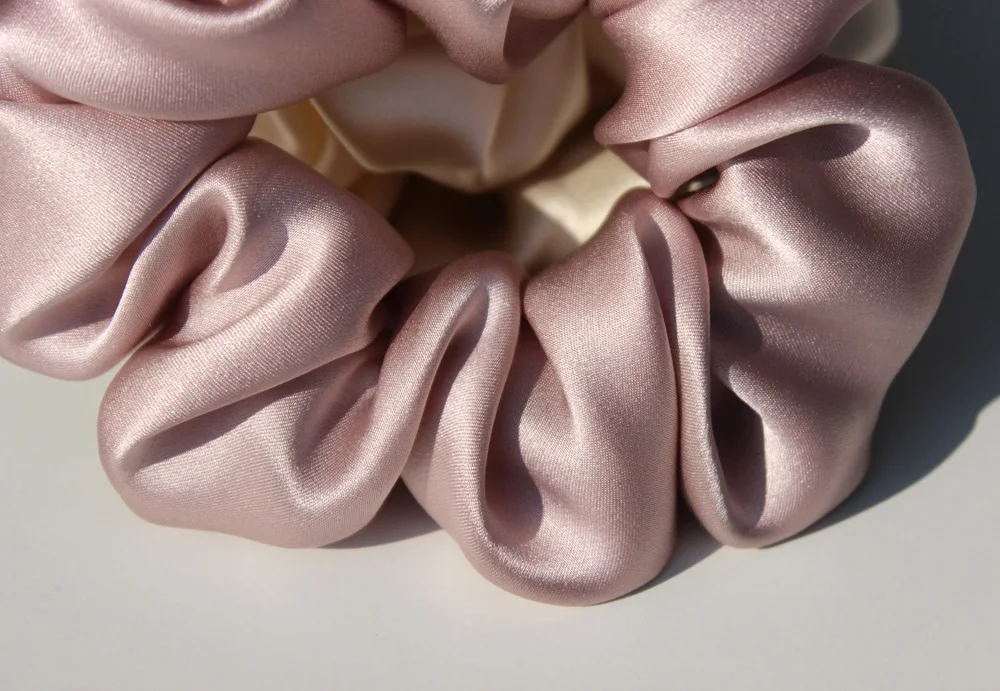 100% Pure Mulberry Silk Large Scrunchies Rubber Bands Hair Ties Gum Elastics Ponytail Holders for Women Girls 19 Momme 3.5CM