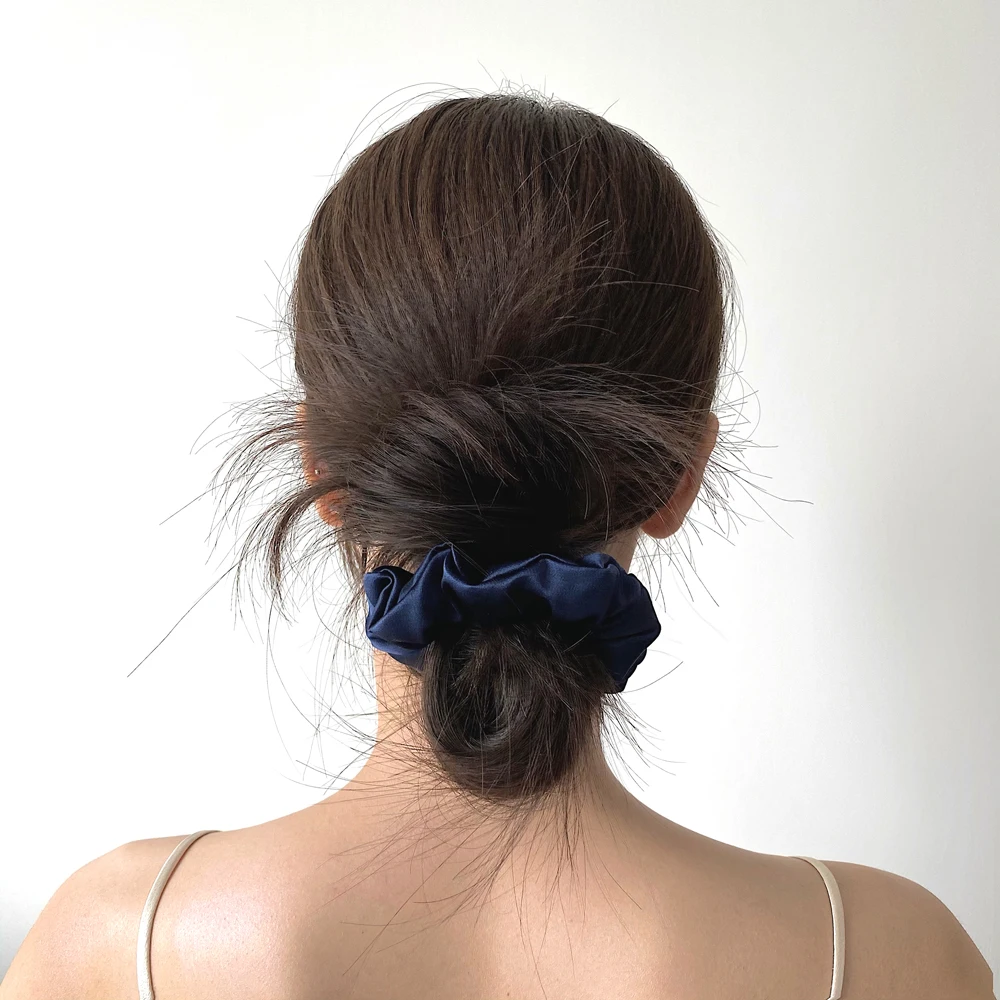 100% Pure Mulberry Silk Large Scrunchies Rubber Bands Hair Ties Gum Elastics Ponytail Holders for Women Girls 19 Momme 3.5CM