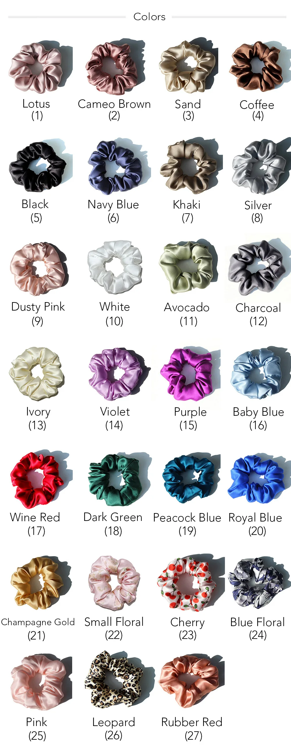 100% Pure Mulberry Silk Large Scrunchies Rubber Bands Hair Ties Gum Elastics Ponytail Holders for Women Girls 19 Momme 3.5CM