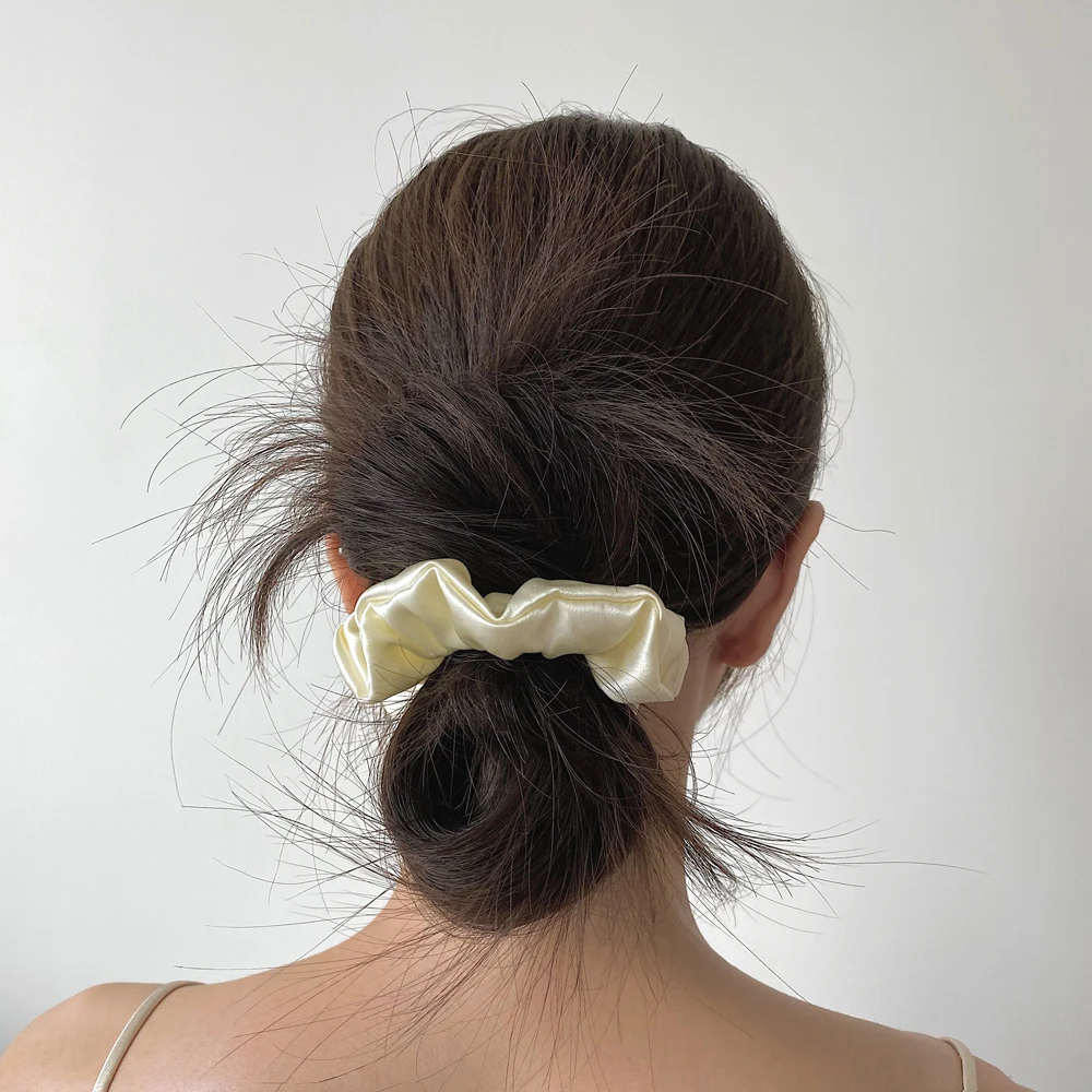100% Pure Mulberry Silk Large Scrunchies Rubber Bands Hair Ties Gum Elastics Ponytail Holders for Women Girls 19 Momme 3.5CM