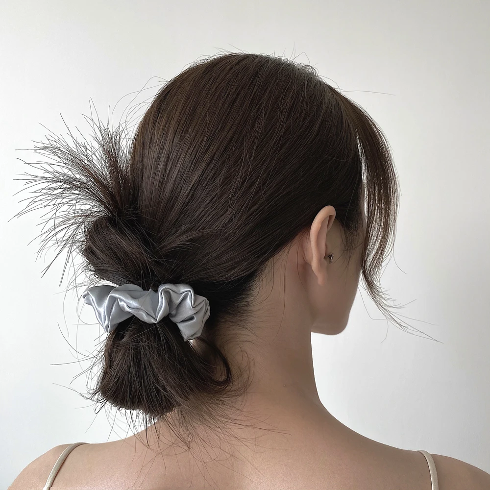 100% Pure Mulberry Silk Large Scrunchies Rubber Bands Hair Ties Gum Elastics Ponytail Holders for Women Girls 19 Momme 3.5CM