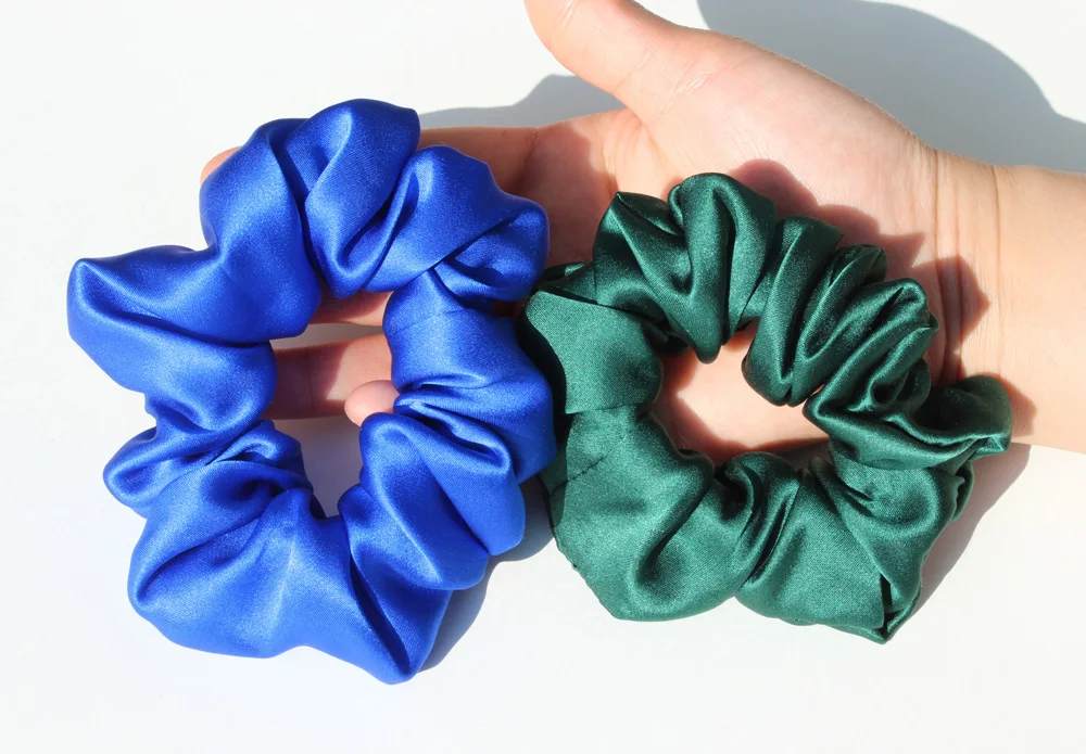 100% Pure Mulberry Silk Large Scrunchies Rubber Bands Hair Ties Gum Elastics Ponytail Holders for Women Girls 19 Momme 3.5CM