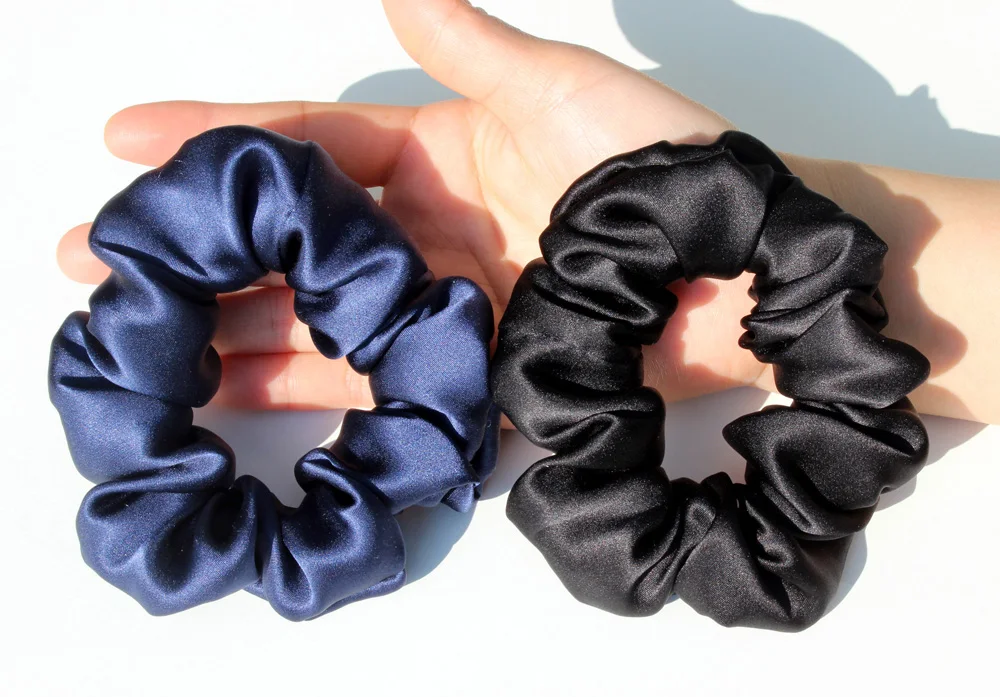 100% Pure Mulberry Silk Large Scrunchies Rubber Bands Hair Ties Gum Elastics Ponytail Holders for Women Girls 19 Momme 3.5CM
