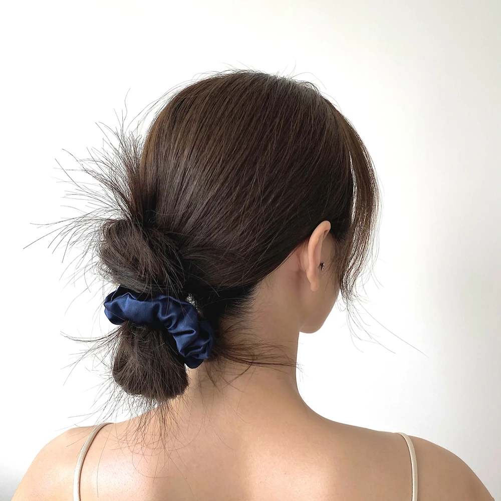 100% Pure Mulberry Silk Large Scrunchies Rubber Bands Hair Ties Gum Elastics Ponytail Holders for Women Girls 19 Momme 3.5CM