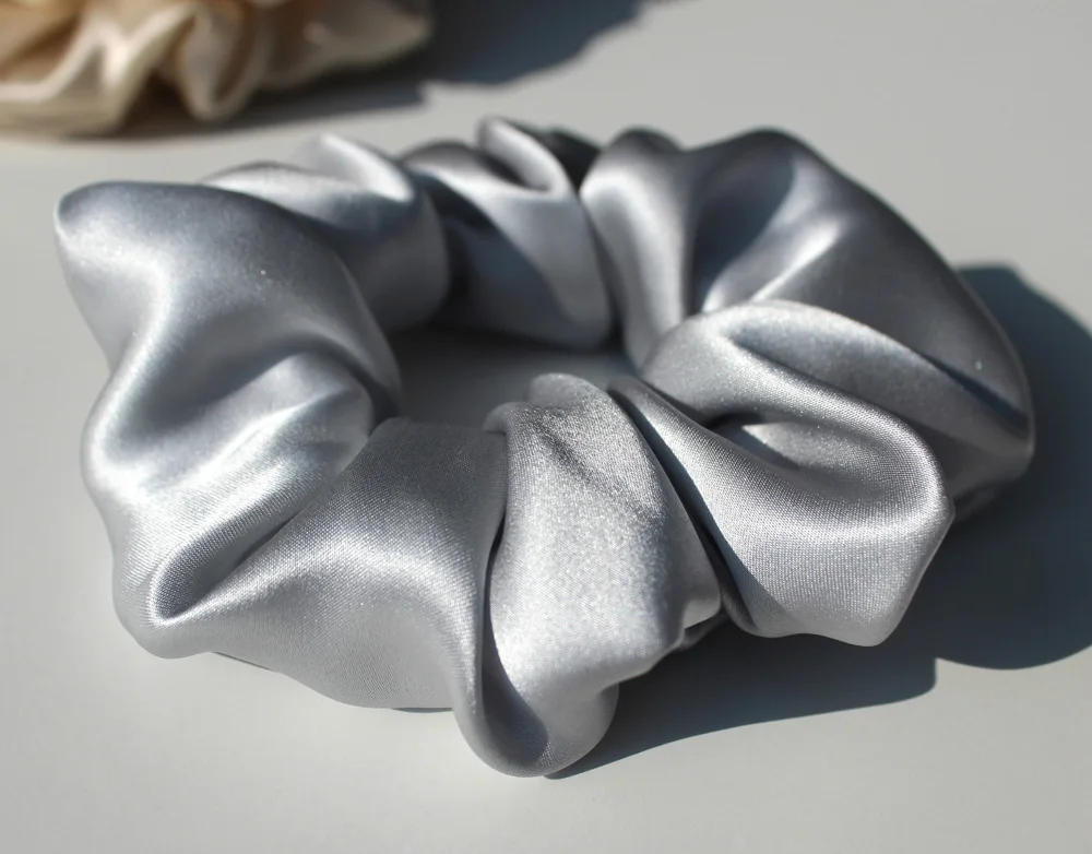 100% Pure Mulberry Silk Large Scrunchies Rubber Bands Hair Ties Gum Elastics Ponytail Holders for Women Girls 19 Momme 3.5CM