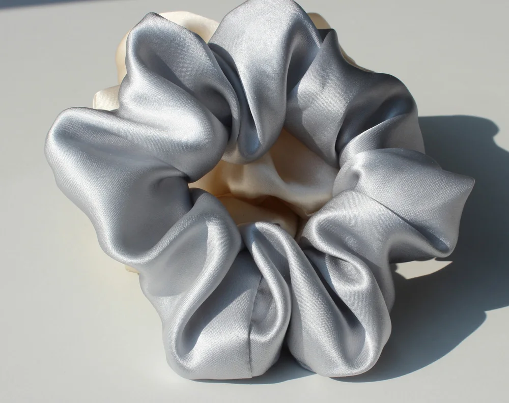 100% Pure Mulberry Silk Large Scrunchies Rubber Bands Hair Ties Gum Elastics Ponytail Holders for Women Girls 19 Momme 3.5CM