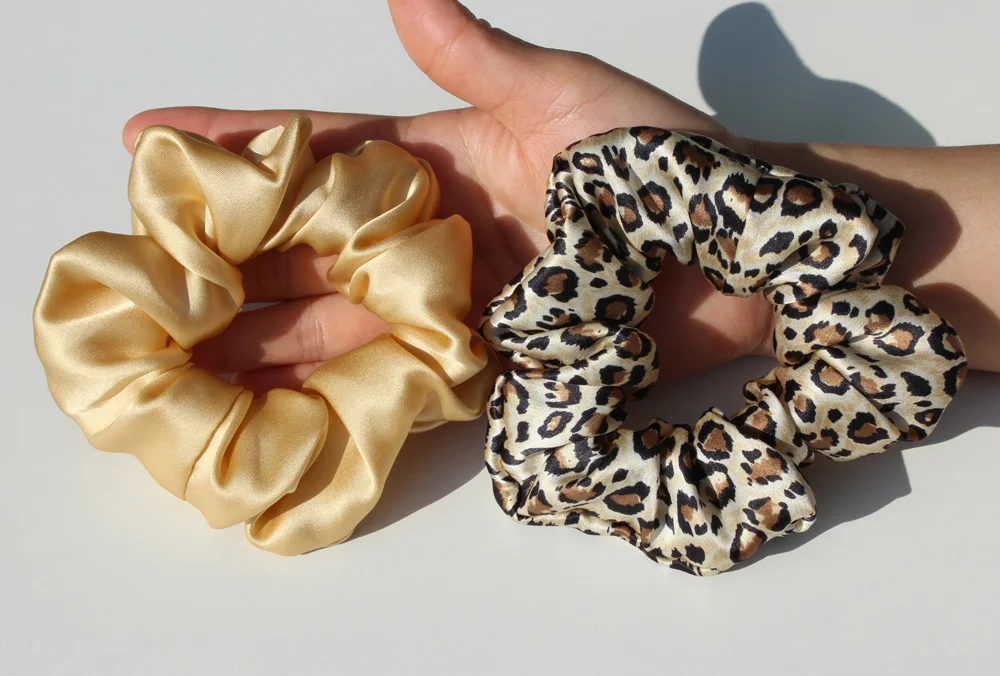 100% Pure Mulberry Silk Large Scrunchies Rubber Bands Hair Ties Gum Elastics Ponytail Holders for Women Girls 19 Momme 3.5CM