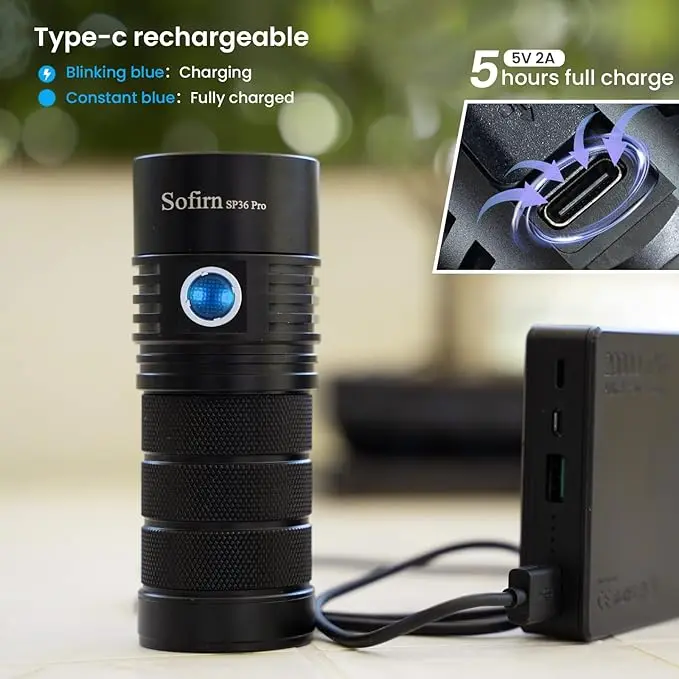 Sofirn SP36 Pro 8000lm Powerful LED Flashlight 4*SST40 USB C Rechargeable 18650 Torch
